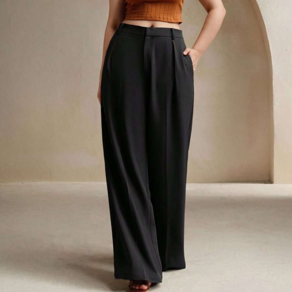 Anewsta 2XL Plus Curve Slouchy Trouser Wide Leg Slacks Business Casual Pants